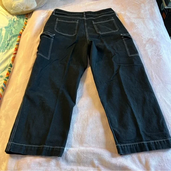 Wild Fable super high rise baggy jean black wide leg cargo jeans size 18 - Picture 3 of 10
